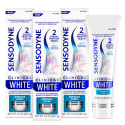 Sensodyne Clinical White Toothpaste Clinically Proven Whitening for Sensitive Teeth  Intensive Clean  3.4 oz (3 Pack)