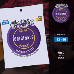Martin Guitar Original Acoustic M150  80/20 Bronze  Medium-Gauge Guitar Strings