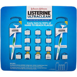 Listerine Ultra-Clean Access Flosser with Two Handles and 100 Disposable Snap Head  Clean Hard to reach Places