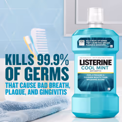 Listerine Cool Mint Antiseptic Mouthwash  Daily Oral Rinse Kills 99% of Germs That Cause Bad Breath  Plaque and Gingivitis for a Fresher  Cleaner Mout