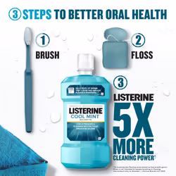 Listerine Cool Mint Antiseptic Mouthwash  Daily Oral Rinse Kills 99% of Germs That Cause Bad Breath  Plaque and Gingivitis for a Fresher  Cleaner Mout