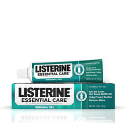 Listerine Essential Care Original Gel Fluoride Toothpaste  Prevents Bad Breath and Cavities  Powerful Mint Flavor for Fresh Oral Care  4.2 oz