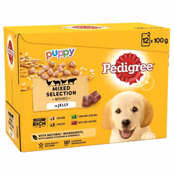48 X 100G Pedigree Puppy Junior Wet Dog Food Pouches Mixed Selection in Jelly