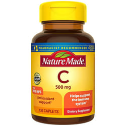 Nature Made Vitamin C 500 mg Caplets, 130ct - With Rose Hips, Immune Support + Antioxidants, 500mg per tablet