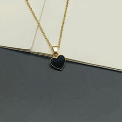 Fashion Gold Color Peach Heart Pendant Necklace for Women Girls Red Love Heart Necklace Collar Best Friend Jewelry Gift - black