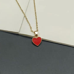 Fashion Gold Color Peach Heart Pendant Necklace for Women Girls Red Love Heart Necklace Collar Best Friend Jewelry Gift - red