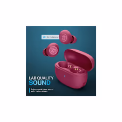 JLab Go Pop ANC Active Noise Cancelling Earbuds, Bluetooth Earphones, 24+ Hr Playtime Wireless Headphones  Fuchsia 2025 Model