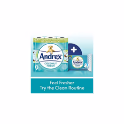 Andrex Coconut Fresh Fragrance Toilet Rolls - 45 Toilet Roll - Bulk Buy Toilet Rolls - Coconut Scented Toilet Rolls for a Fresh