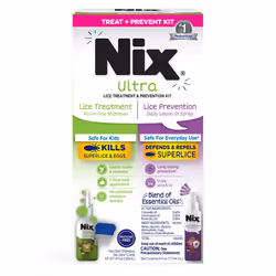 Nix Lice Treatment & Prevention Kit All-in-One Shampoo 4 fl oz with Lice Removal Comb and Lice Prevention Daily Leave-in S ...