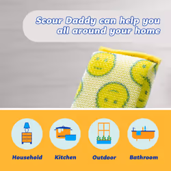 Scrub Daddy Scour Pads - Scour Daddy - Multi-Surface Scouring Pad, Absorbent, Durable, FlexTexture Sponge, Soft in Warm Water, Firm in Cold, Scratch