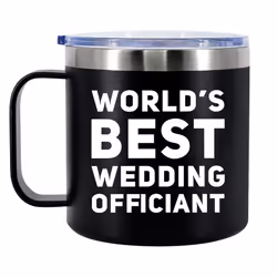 Panvola Worlds Best Wedding Officiant From Bride Groom Anniversary Souvenir Pastor Minister Insulated Coffee Cup 14oz With Ha ...