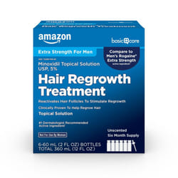 Amazon Basic Care Minoxidil Topical Solution USP 5 Percent Hair Regrowth Treatment for Men Extra Strength 12 Fluid Ounces