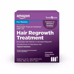 Amazon Basic Care Minoxidil Topical Solution USP 2 Hair Regrowth Treatment for Women 3Month Supply Unscented 2 fl oz Pack of  ...