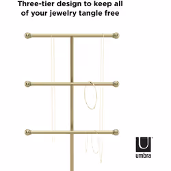 Umbra Trigem Hanging Jewelry Organizer â 3 Tier Extra Tall Tabletop Necklace Holder and Jewelry Display Stand Tree with Ring Tray to Organize