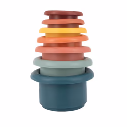 Nuby Stacking Soft Silicone Cups Interactive Toy  Promotes Coordination  Seven Piece (Colors May Vary)