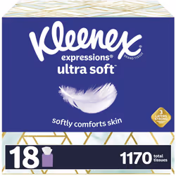 Kleenex Expressions Ultra Soft Facial Tissues 65 Count (Pack of 18) (