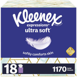 Kleenex Expressions Ultra Soft Facial Tissues  65 Count (Pack of 18) (