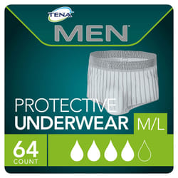 TENA Incontinence Underwear for Men  Super Plus Absorbency  ProSkin - Medium/Large - 64 Count