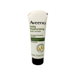 Aveeno Daily Moisturizing Body Lotion with Soothing Oat and Rich Emollients to Nourish Dry Skin  Fragrance-Free  2.5 fl. oz