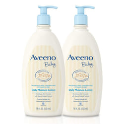 Aveeno Baby Daily Moisture Lotion with Oatmeal & Dimethicone  Fragrance-Free  18 fl. oz  Twin Pack