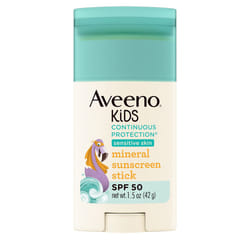 Aveeno Kids Continuous Protection Zinc Oxide Mineral Sunscreen Stick for Sensitive Skin  Face & Body Sunscreen Stick for Kids with Broad Spectrum SPF