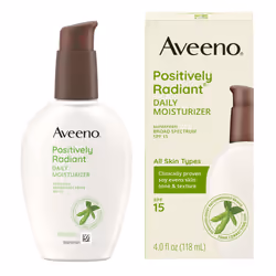 Aveeno Positively Radiant Daily Face Moisturizer with SPF 15 Sunscreen Hydrating Facial Moisturizer with Soy Extract to Impr ...