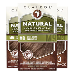 Clairol Natural Instincts Semi-Permanent Hair Dye for Men  M9 Light Brown Hair Color  Pack of 3
