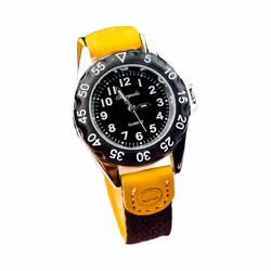 Boys Girls Quartz Watch Kids Childrens Fabric Strap Student Wristwatch - digital black white