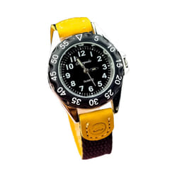 Boys Girls Quartz Watch Kids Childrens Fabric Strap Student Wristwatch - digital black white