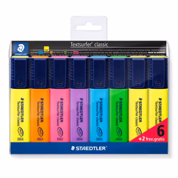 STAEDTLER 364 A WP8 Textsurfer Classic Highlighter Bonus Pack - Assorted Colours (Pack of 6 + 2 FREE)