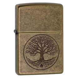 Zippo Tree of Life Antique Brass Windproof Flame Lighter Flip Top Accessory