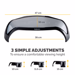 Fellowes Computer Monitor Stand with 3 Height Adjustments - Smart Suites Monitor Riser - Ergonomic Adjustable Monitor Stand for Computers - Max Weight 10KG/Max Size 21" - Black - Additional view 4