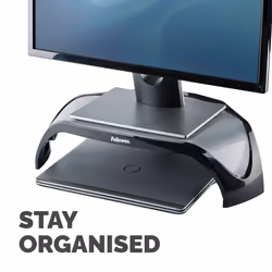 Fellowes Computer Monitor Stand with 3 Height Adjustments - Smart Suites Monitor Riser - Ergonomic Adjustable Monitor Stand for Computers - Max Weight 10KG/Max Size 21" - Black - Additional view 6