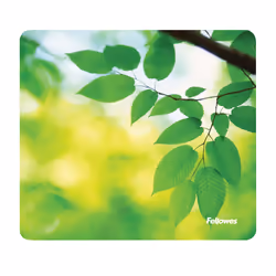 Fellowes Earth Series Mousepad Leaves, Green, Image, Plastic, Rubber, Non-slip base