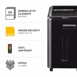 Fellowes Paper Shredder 225Ci 24 Sheet Cross Cut Shredder with 60 Litre Bin High Security P4 - Additional view 2