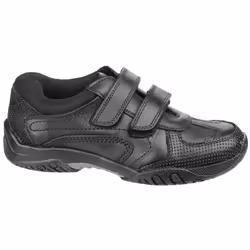 ) Hush Puppies Jezza Junior Leather Boys's Black Loafers - Black, 2 (Adults'