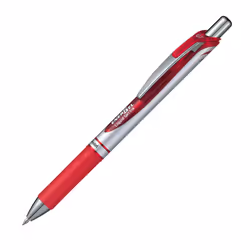 Pentel 0.7mm Fine Point Energel-Xm Refilable Retractable Gel Roller with Metallic Looking Barrel - Red