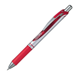 Pentel 0.7mm Fine Point Energel-Xm Refilable Retractable Gel Roller with Metallic Looking Barrel - Red