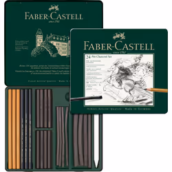 Faber-Castel Pitt 112978 Charcoal Set in Metal Case Pieces 24 Count (