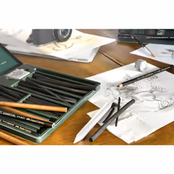 Faber-Castel Pitt 112978 Charcoal Set in Metal Case Pieces  24 Count (