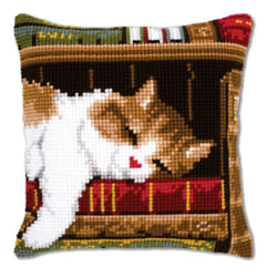 Vervaco Cross Stitch Embroidery Kits Pillow Front for Self-Embroidery with Embroidery Pattern on 100% Cotton and Embroidery Thread  15 75 x 15 75 Inch