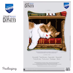 Vervaco Cross Stitch Embroidery Kits Pillow Front for Self-Embroidery with Embroidery Pattern on 100% Cotton and Embroidery Thread  15 75 x 15 75 Inch
