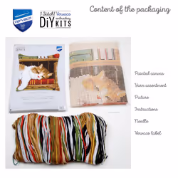 Vervaco Cross Stitch Embroidery Kits Pillow Front for Self-Embroidery with Embroidery Pattern on 100% Cotton and Embroidery Thread  15 75 x 15 75 Inch
