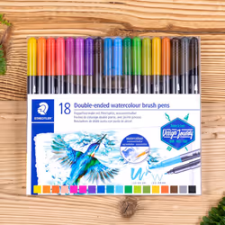3001 TB18 Double Ended Watercolour Brush Pens, Assorted Colour, Pack of 18