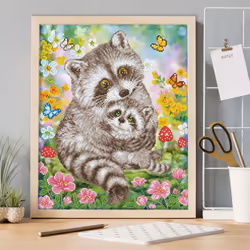Diamond Dotz Sweet Racoons Diamond Painting Kits for Adults - Diamond Art Kits a Relaxing Creative Craft Kit with Dotz Gems 16.5x20.5