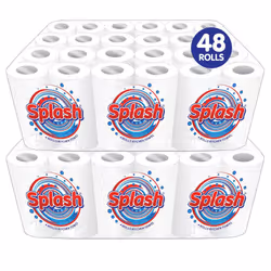 ) Splash 4Pk Kitchen Roll Towel, Strong White Paper - 48 Rolls (4 pack x 12