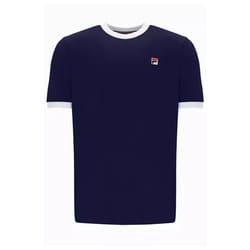 Fila Men's Cotton Crew Neck Classic Ringer T-Shirt - NAVY/GARDENIA , MEDIUM