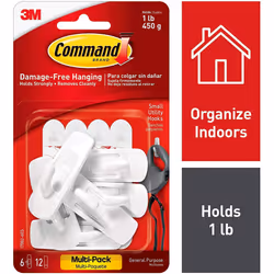 Command Hook Value Pack White Small 6 Pk 17002-VP-6PK Pack Of 4