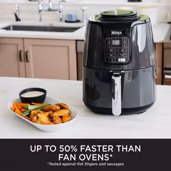 Ninja Air Fryer [AF100UK] 3.8 Litres, Grey and Black