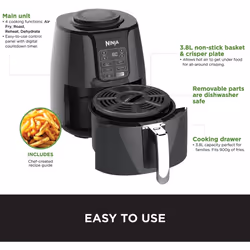 Ninja Air Fryer [AF100UK] 3.8 Litres, Grey and Black